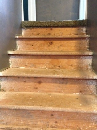 carpeted stairs to hardwood: DIY