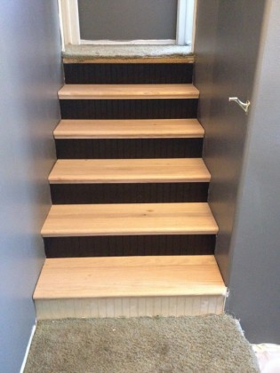 stair makeover using tread caps