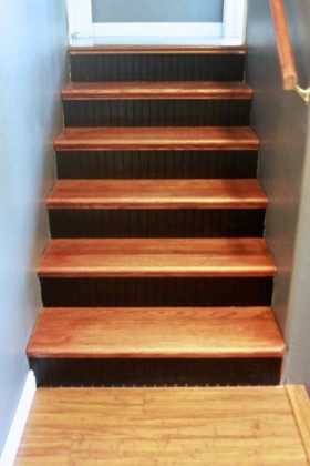 from carpet to hardwood: stair makeover using tread caps